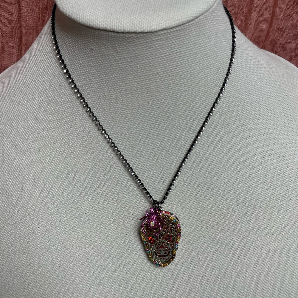 Betsey Johnson Skull & Spider Necklace